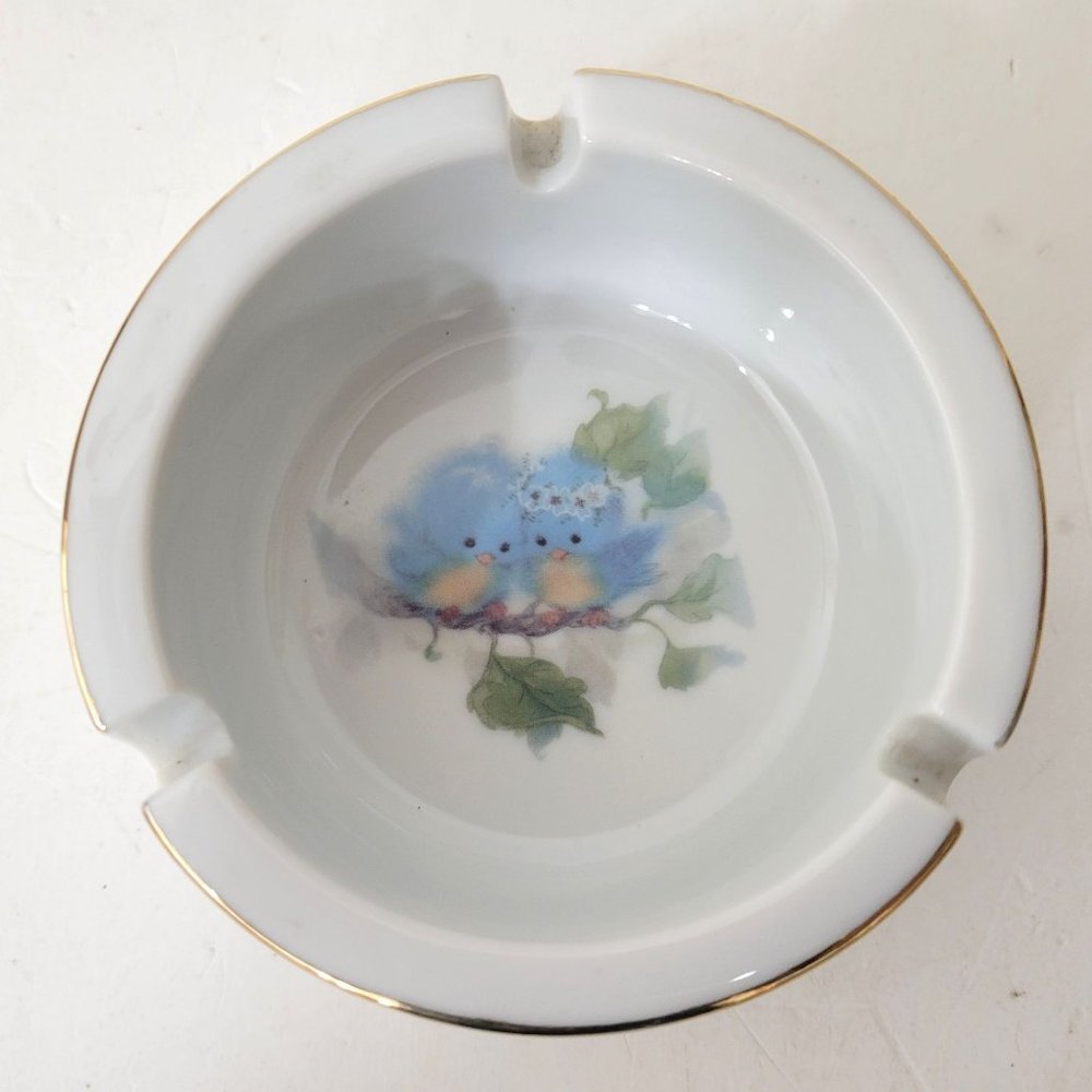 Bluebirds Porcelain Ashtray
